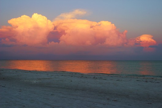 Sanibel Island sunset against clouds